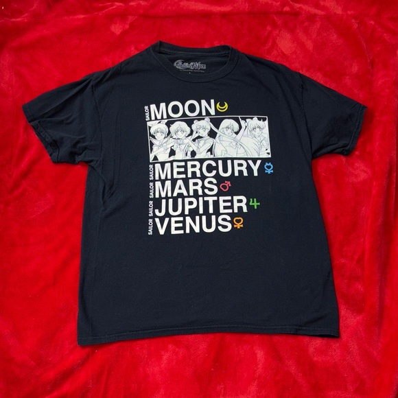 Sailor Moon Graphic Tee Black Anime T-Shirt Size L - Picture 1 of 5